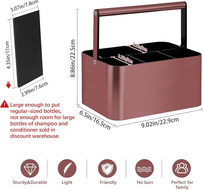 BYUNER Shower Caddy Portable for College Dorm Room Essential, Bathroom Caddy Organizer with Handle and Adjustable Dividers, Shower Storage Tote, Plastic Shower Basket Bin for Shampoo Toiletry - Image 2