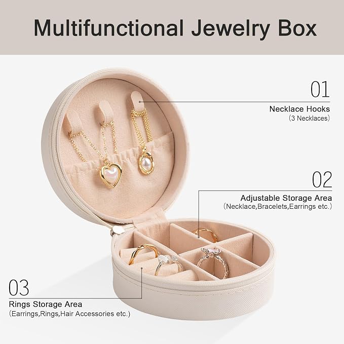 6 Pack Volleyball Travel Jewelry Case White Round Volleyball Stuff Portable Jewelry Organizer Storage Case for Team Athletes & Sports Enthusiasts Christmas Events & Milestones - Image 2