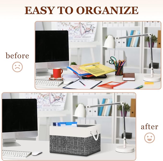 StorageTastic Storage Bin,Collapsible Storage Basket For Organizing,Large Storage Boxes With Rope Handles,Storage Containers,White & Black,4 Pack - Image 5