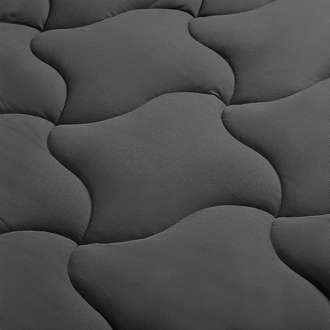 SLEEP ZONE Full Size Mattress Pad, Cooling Mattress Topper, Quilted Fitted Mattress Cover, Machine Washable Mattress Protector, Soft Fluffy Down Alternative, Deep Pocket 8~21 inch (Black, Full)