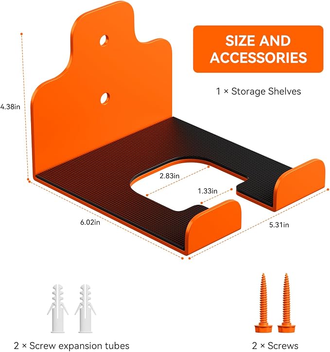 JNIHEEP Garage Organizer Trimmer Rack, Garden Power Tool Hanger Weed Whackers Holder Wall Mounted for Grass Trimmer, Hedge Trimmer, Garage Trimmer, Garden Tools,3 Pack(Orange) - Image 3