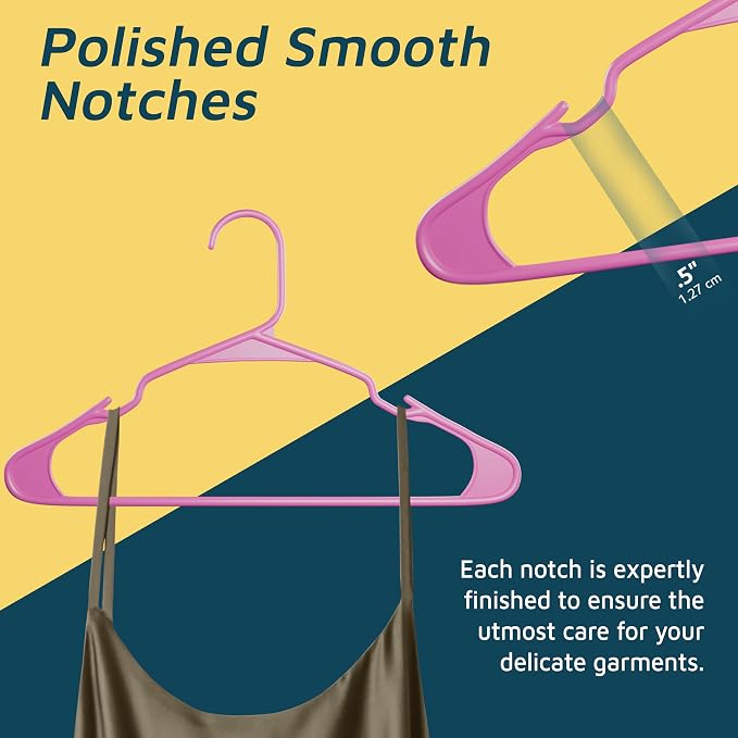 Lifemaster Plastic Clothes Hangers – Heavy Duty Hanger Set, for Organizing Clothes, Dresses, and Coat, Holds Up to 5 lbs, Space-Saving Hangers with Non-Slip Shoulder Grooves, Pack of 5, Pink - Image 7