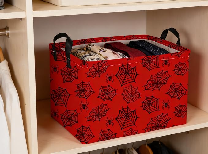 Rectangular Kids Baskets Spider Basket Cute Storage Bins Organizer Box Boys Room Decor for Home.(Red spider) - Image 4