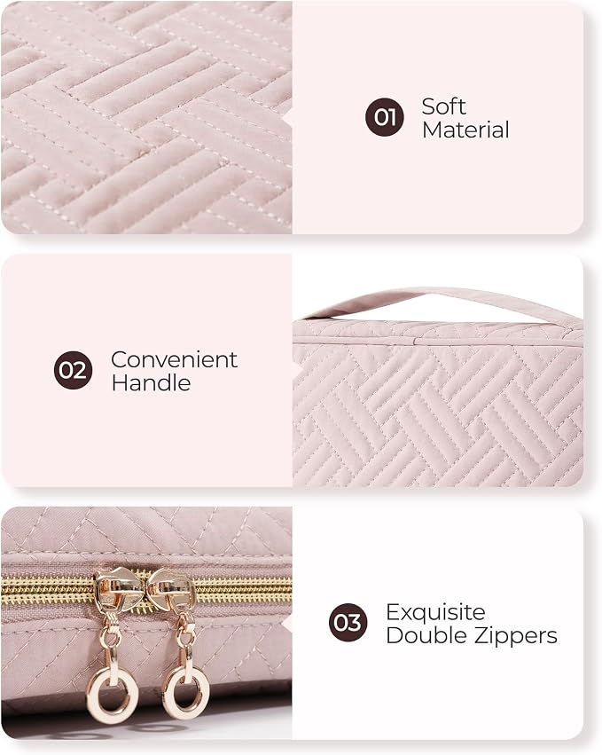 BAGSMART Jewelry Organizer Case Large Travel Jewelry Storage Bag for Necklace, Earrings, Rings, Bracelet, Soft Pink - Image 7
