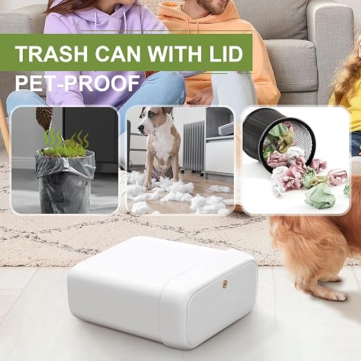 funest Trash Can with Lid, 3 Gallons/10.3 Qt Garbage Can with Press Top, Small Trash Can Dog Proof, Plastic Trash Bin, Waste Basket for Rv Bathroom Kitchen Bedroom Office White - Image 4