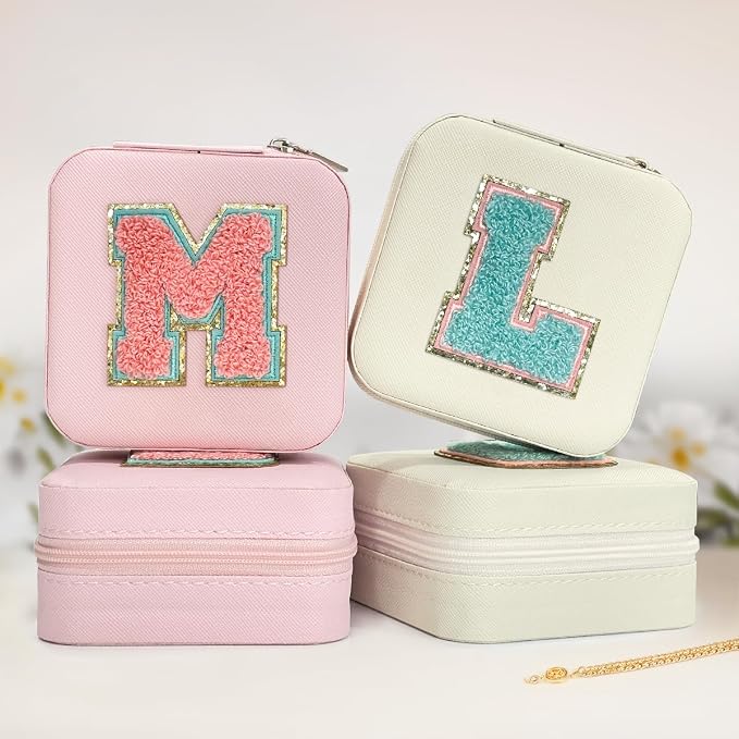SANDJEST Personalized Jewelry Box, White Travel Jewelry Box with Initial L, Small Monogrammed Jewelry Case Organizer for Girls Women Teen Kids, Mini Travel Essentials Gifts for Birthday Christmas - Image 6