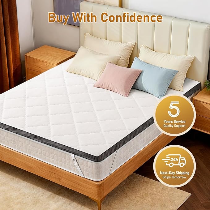 Glendan Full-XL Firm Mattress Topper: 3 Inch High Density Foam - Extra Support Mattress Pad for Pain Relief - Breathable Washable Cover with Anti-Slip Straps - CertiPUR-US Oeko-Tex Certified 80x54