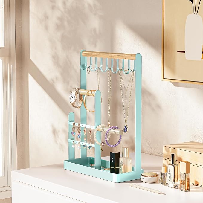 ProCase Cute Jewelry Stand, Aesthetic Jewelry Organizer for Dresser Vanity, Jewelry Holder Display for Necklaces Earrings, Gifts for Teen Girls Women, Bedroom Dorm Decor -Medium, Aqua - Image 7