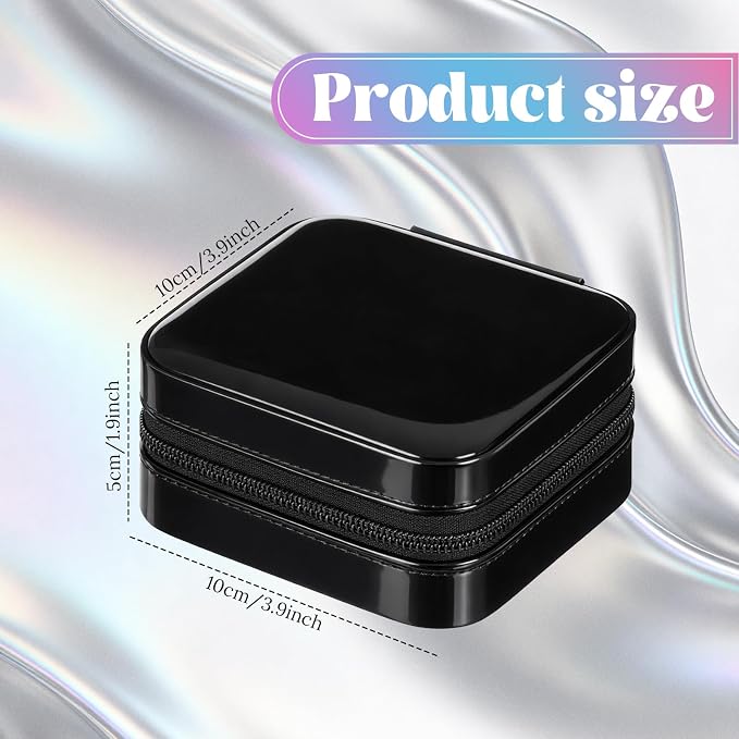 Nosiny 2 Pack Travel Jewelry Case with Mirror Small Laser Jewelry Box Organizer Gifts for Mother's Day Women Rings Earrings(White and Black) - Image 2
