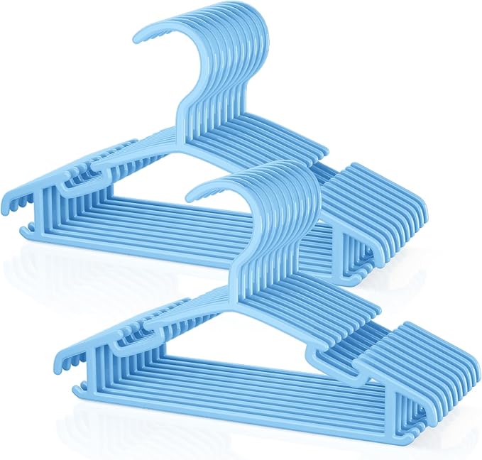 VILICK Kids Plastic Hangers, Baby Clothes Hangers for Closet 20 Packs Non-Slip Toddler Hangers for Infant Child Clothing for Pants Coats Skirts (Blue) by VILICK