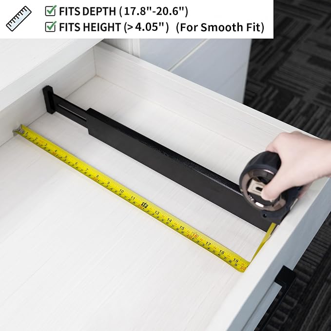 Utoplike 4 pcs Bamboo Kitchen Drawer Dividers Large, Adjustable Black Drawer Organizers, Spring Loaded, Works in Kitchen, Dresser, Bathroom, Bedroom, Drawer, Desk, 2.4" H - Image 5