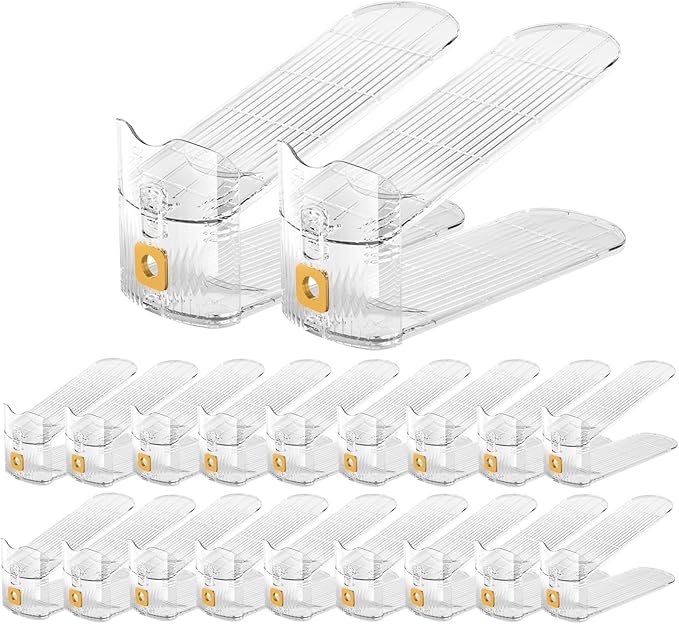 CiBiZi Clear Shoe Slots Organizers 20Pack Shoe Stacker Organizer for Closet Shoe Stackers for a Pair of Shoes Shoe Display Shelf Shoe Rack Holders Space Saver Organizador de Zapatos (Clear) by CiBiZiUS