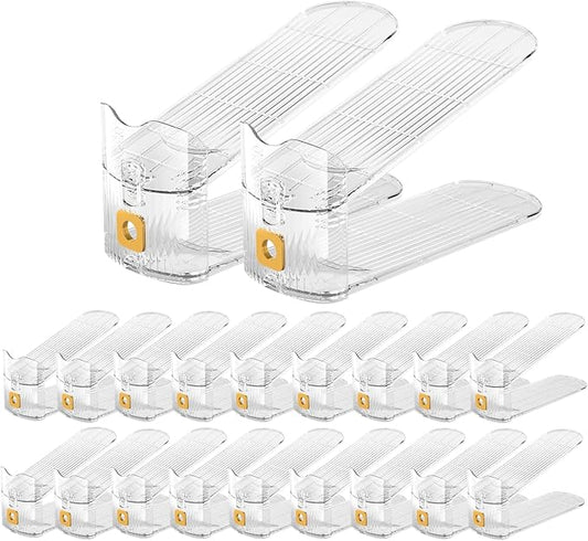 CiBiZi Clear Shoe Slots Organizers 20Pack Shoe Stacker Organizer for Closet Shoe Stackers for a Pair of Shoes Shoe Display Shelf Shoe Rack Holders Space Saver Organizador de Zapatos (Clear) by CiBiZiUS