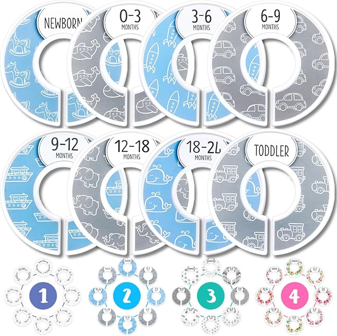 Eli with Love Baby Closet Dividers (Baby Blue) – Fits 1.5" Rod - Set of 8 Baby Clothes Organizers – Organize Nursery Hangers Size/Age by EliwithLove