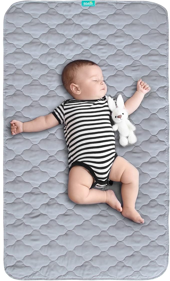 Waterproof Crib Mattress Protector Pad 28" x 52",Anti Slip & Durable Waterproof Pad Mat for Baby Standard Crib/Bed Pads Grey