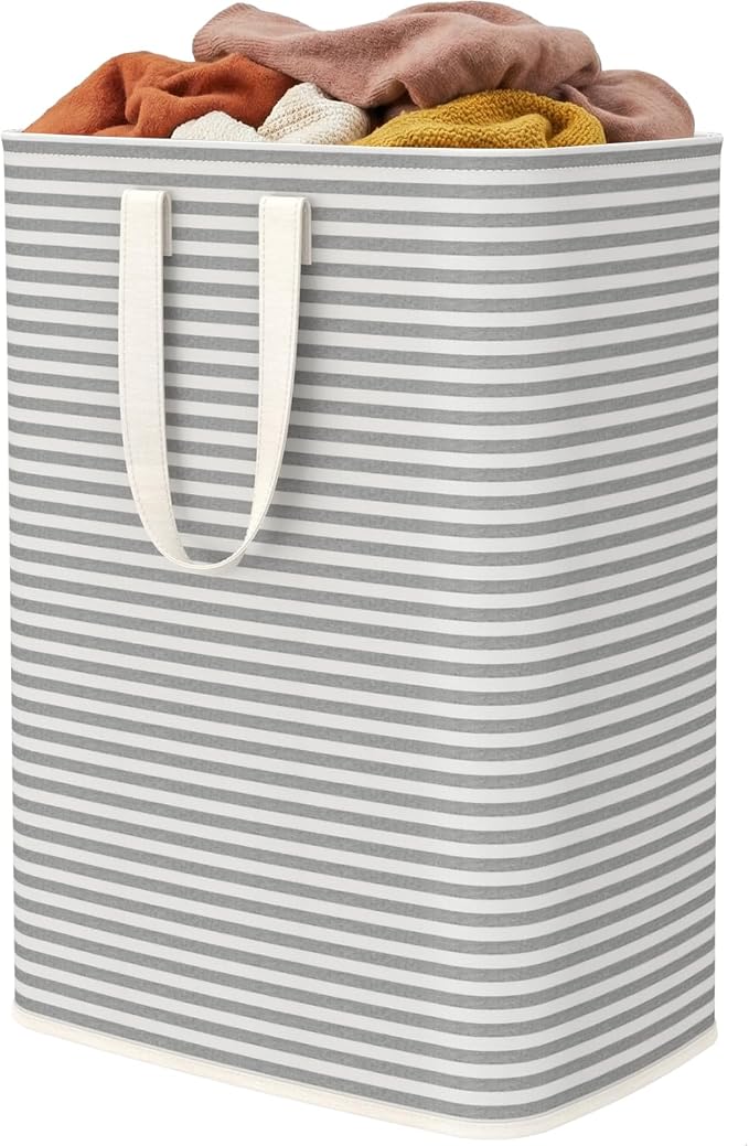 Lifewit 1 Pack Laundry Basket 65L Each, Collapsible Clothes Hamper with Reinforced Handles, Freestanding Waterproof Design for Bedroom and Laundry Room, Grey 65L Total by Lifewit