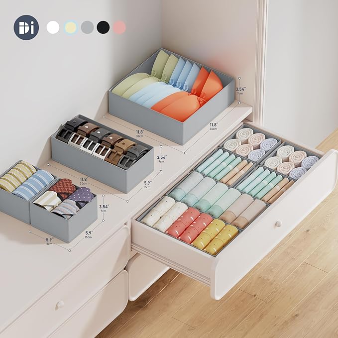 DIMJ Drawer Organizer Clothes Storage- 18 Pack Baby Dresser Organizer for Nursery, Foldable Closet Drawer Organizer Bins for Bedroom Organization, Fabric Storage Dividers for Socks, Underwears, Bras - Image 2