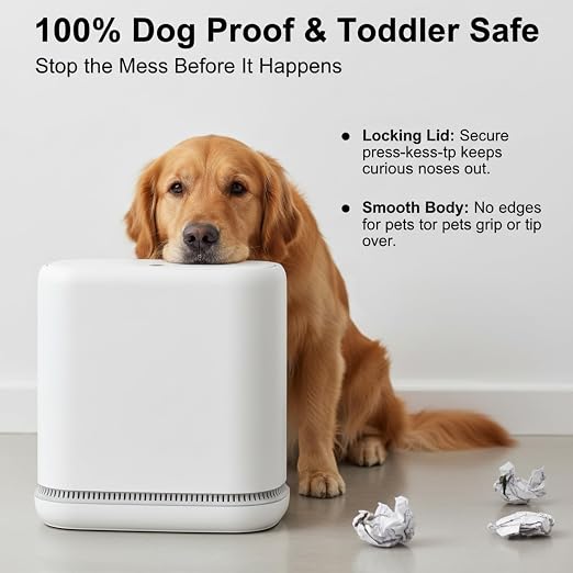 MOPALL Dog Proof Trash Can with Lid, 3.3 Gallon Slim Bathroom Garbage Bin with Inner Bucket, Fits Standard 4 Gallon Bags, Odor Sealing Diaper Pail for Nursery, Modern White Waste Basket, 6.9" Wide - Image 3