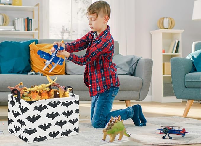 Batman Baskets for Kids Gift Basket Empty for Boys and Girls Rectangular Toy Storage Bins Organizer Bin Box Cute Bat Room Decor for Home(Black Bats) - Image 4