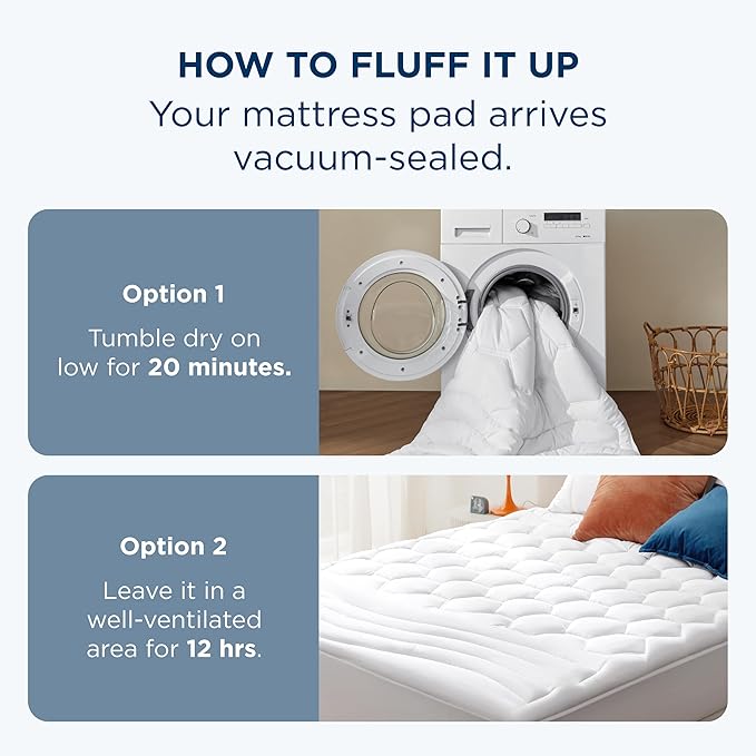 Bedsure RV King Mattress Pad - Quilted Fitted Mattress Topper Protector with 8-21 Inches Deep Pocket, Noiseless Bed Cover Padded for Camper and Motorhome, Machine Washable, White, 72x80 Inches