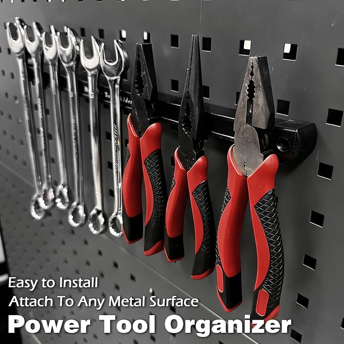 Double Sided Magnetic Tool Holder, 17 Inch Magnetic Screwdriver Holder Rack, Easy to Install Magnet Tool Organizer for Garage Storage, Workshop, Jobsite, Shed and Kitchen (2 Pack) - Image 7