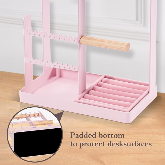 ProCase Cute Jewelry Stand, Aesthetic Jewelry Organizer for Dresser Vanity, Jewelry Holder Display for Necklaces Earrings, Gifts for Teen Girls Women, Bedroom Dorm Decor -Large, Pink - Image 4
