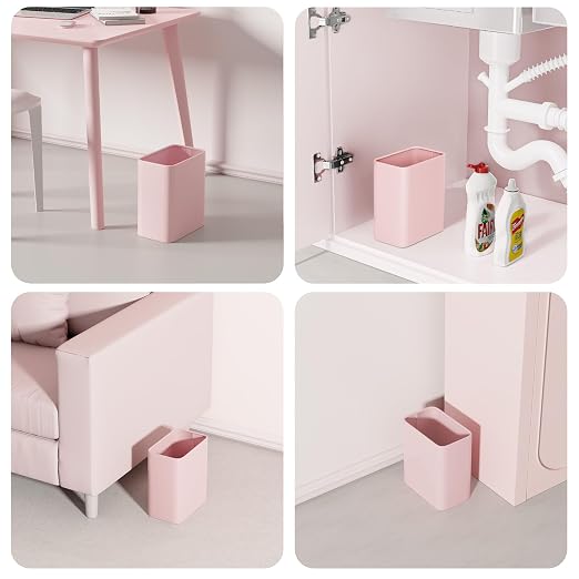 Cesun Pink Bathroom Trash Can 2.1 Gallon Wastebasket, Small Modern Metal Garbage Can Office Waste Basket, Stainless Steel Trash Bin for Bedroom, Home Office, Toilet, rv, Near Desk, Under Sink - Image 7