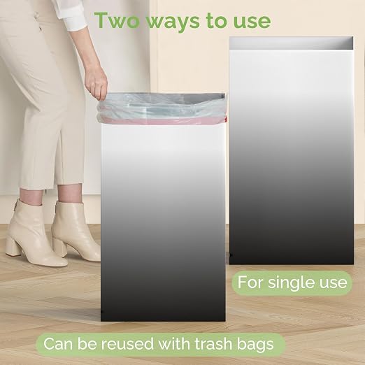 4 Pack Extra Large Disposable Trash Cans, Reusable Portable Garbage Can, 13 Gallon (21.6" H x 13.5" W x 10" D), Extra Thick Recycled Cardboard Portable Garbage Can and Recycling Bins,Black Gradient - Image 5