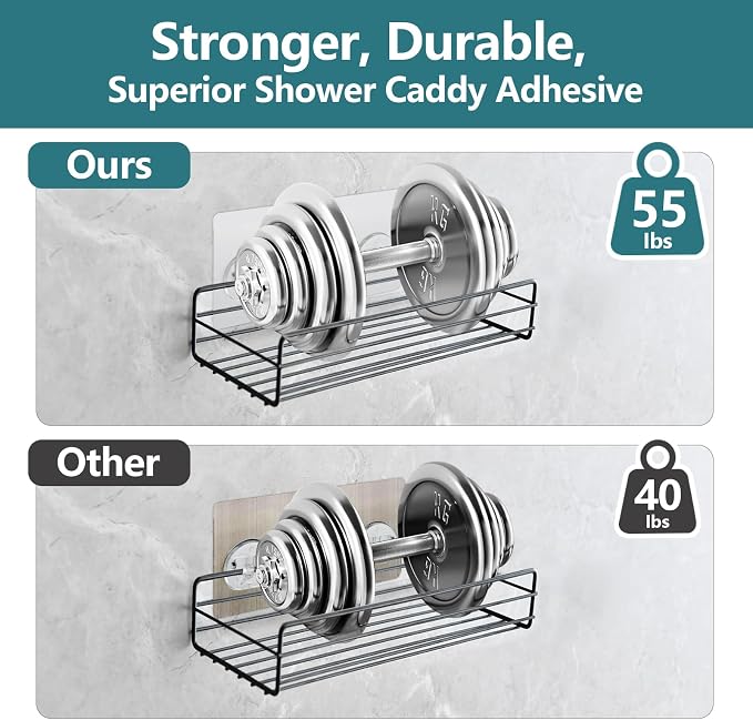 8 Pack Shower Caddy Adhesive Replacement, Strong Shower Shelf Adhesive Hooks for Corner Shelf Basket, Bathroom Rack, Kitchen Rack and Soap Holder - Image 3