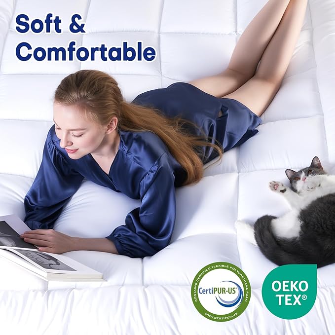 Twin XL Dual Layer 4 Inch Memory Foam Mattress Topper, Relax Body, Relieve Pain and Aid Sleep - 2 Inch Fluffy Pillow Top Twin XL Mattress Topper and 2 Inch Cooling Gel Memory Foam, 2X Support