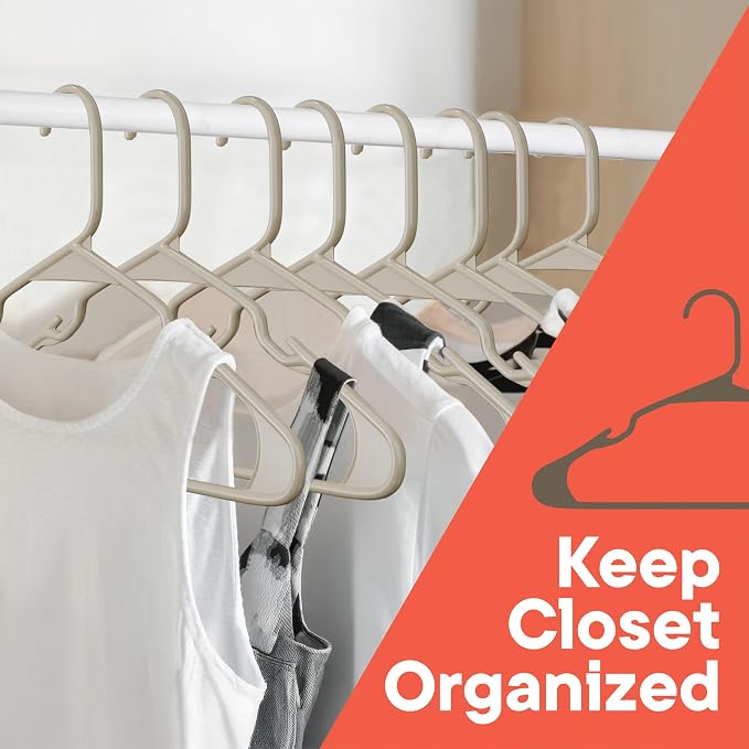 Plastic Clothes Hangers – Heavy Duty Hanger Set, for Organizing Clothes, Dresses, and Coat, Holds Up to 5 lbs, Space-Saving Hangers with Non-Slip Shoulder Grooves, Pack of 5, Ivory - Image 4