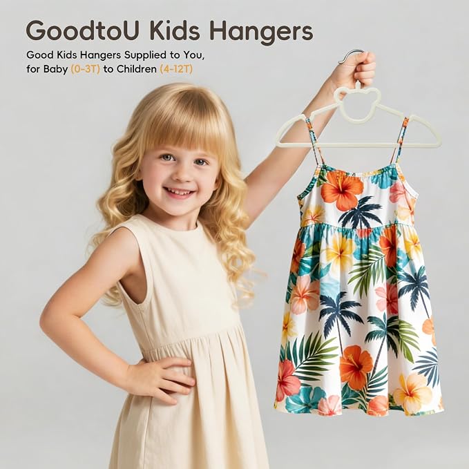 GoodtoU 50 Pack Baby Clothes Hangers, 12.8 Inch Kids Plastic Hangers, Non-Slip Nursery Closet Hangers for Infant & Toddler Clothes, White - Bear - Image 6