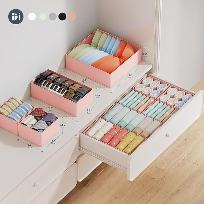DIMJ Drawer Organizer Clothes Storage- 18 Pack Baby Dresser Organizer for Nursery, Foldable Closet Drawer Organizer Bins for Bedroom Organization, Fabric Storage Dividers for Socks, Underwears, Bras - Image 2