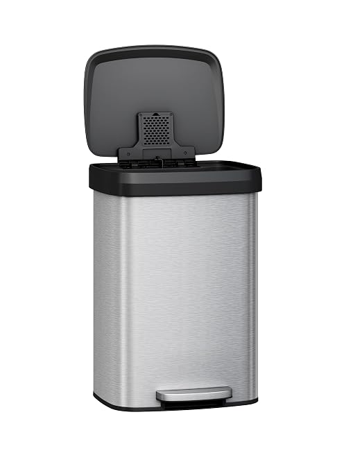 Garvee 13 gal / 50 L Stainless Steel Trash Can with Lid, Large Garbage Can for Kitchen, Rustproof Step-on Kitchen Metal Trash Bin with Liner Rim, Rear Handle, Soft Close Plastic Lid, Silver - Image 8