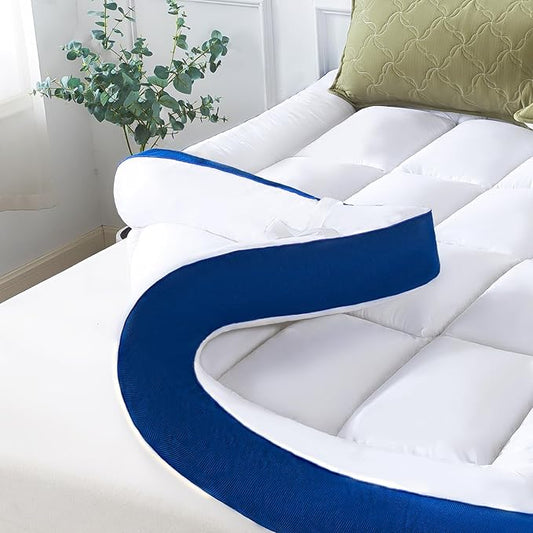 WhatsBedding 5 Inch Memory Foam Queen Mattress Topper 100% Cotton Top, Filled with Breathable & Soft Memory Foam Pillow Top,4 Elastic Straps