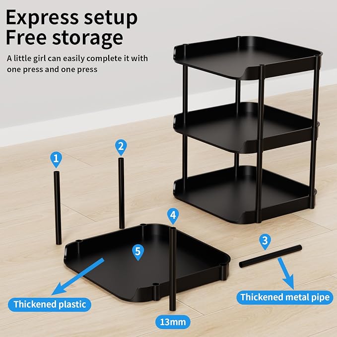 6 Tier Vertical Narrow Shoe Rack, Stackable Tall Skinny Shoerack, Compact Single Shoes Storage Tower for Slim Space, Corner Plastic Shelves, for Hallways, Entryway, Bedrooms Organizer, Black - Image 5