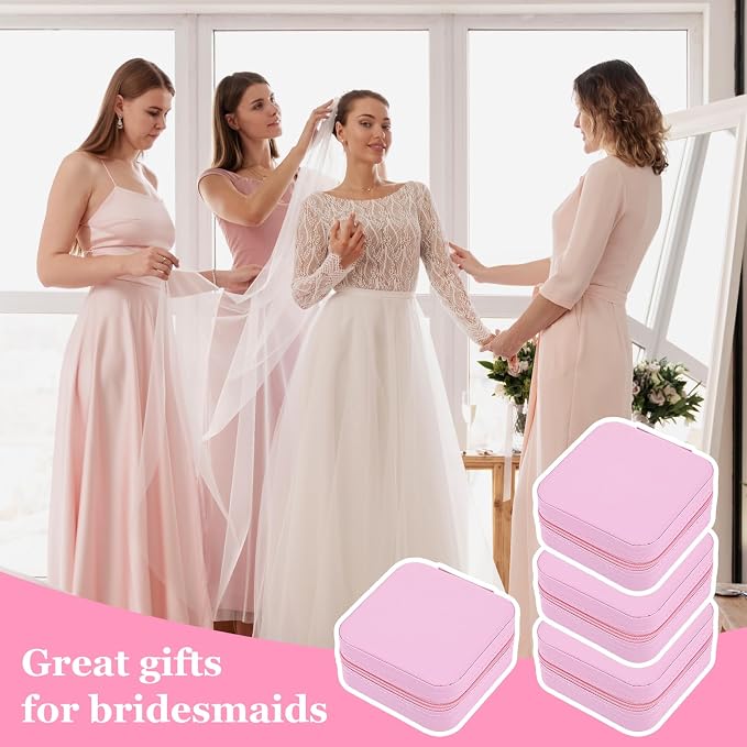 12pcs Mini Travel Jewelry Case,Pink Bridesmaids Proposal Small Jewelry Box Mini Jewelry Organizer,Small PU Leather Portable Storage Box for Rings,Earrings,Necklaces,Pendants,Bracelets - Image 5