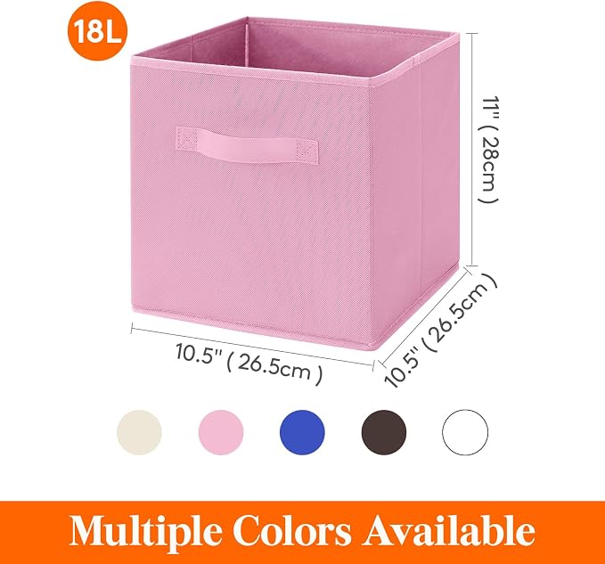 Lifewit Storage Cubes, Foldable Decorative Fabric Storage Baskets for Organizing Home Organizers with Handles for Shelves, Closet, 11 Inch Bins, 18L Pink, 12 Packs - Image 5