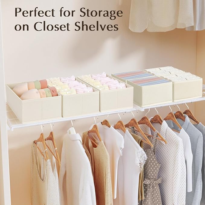 DIMJ Drawer Organizer Clothes 15 Pack - Foldable Baby Organizers and Storage & Closet Organizers for Bedroom, Closet - Nursery Organization Dresser Dividers for underwear, Sock,Bra, Belt, Tie, Beige - Image 6