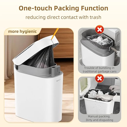funest Smart Bathroom Trash Can with Lid- 3.5 Gallon Rechargeable Motion Sensor Trash Can,Waterproof Automatic Garbage Can with Automatic Suction Bag Feature,Waste Bin for Bedroom, Kitchen, Office - Image 4