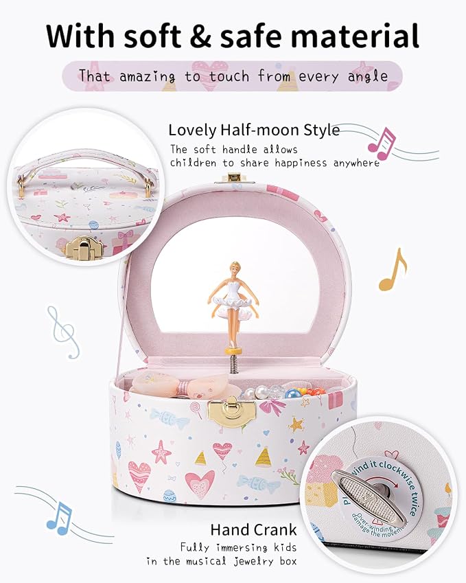 VLANDO Bithday Gift for Girl - Musical Jewelry Box for Girls, Small Kid Music Box with Ballerina for Party Bedroom Decor, Gifts for Girls Kids - Fantasy - Image 4