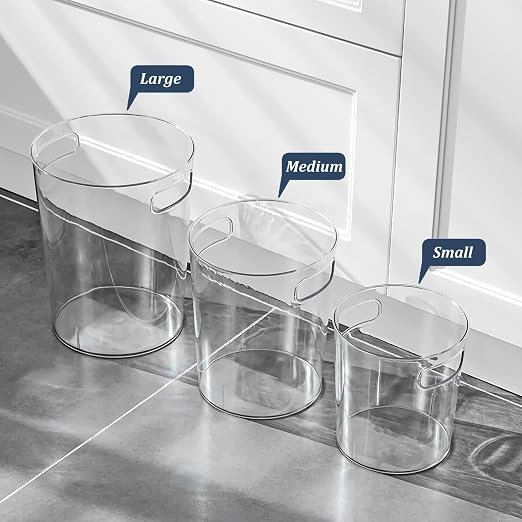 Anyoifax Small Trash Can Plastic Wastebasket 1.5 Gallon Round Garbage Container Bin with Handles for Bathroom, Bedroom, Kitchen, College Dorm, Office, Craft Room - Clear - Image 6