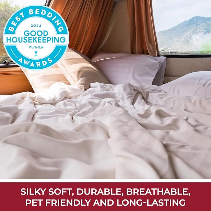 Mellanni RV Short Queen Sheets - 4 PC Iconic Collection Bedding - Hotel Luxury, Extra Soft, Cooling Bed Sheets - Deep Pocket up to 10 inch (RV/Short Queen, Terracotta)