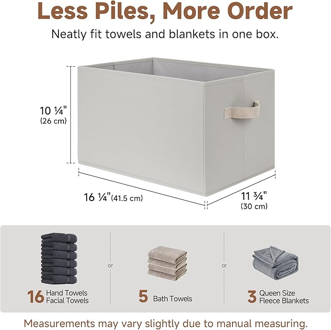 StorageWorks Storage Baskets for Shelves, Fabric Storage Bins, Closet Organization and Storage Baskets, Organizer Bins for Clothes, Light Gray, Extra Large, 3-Pack - Image 3