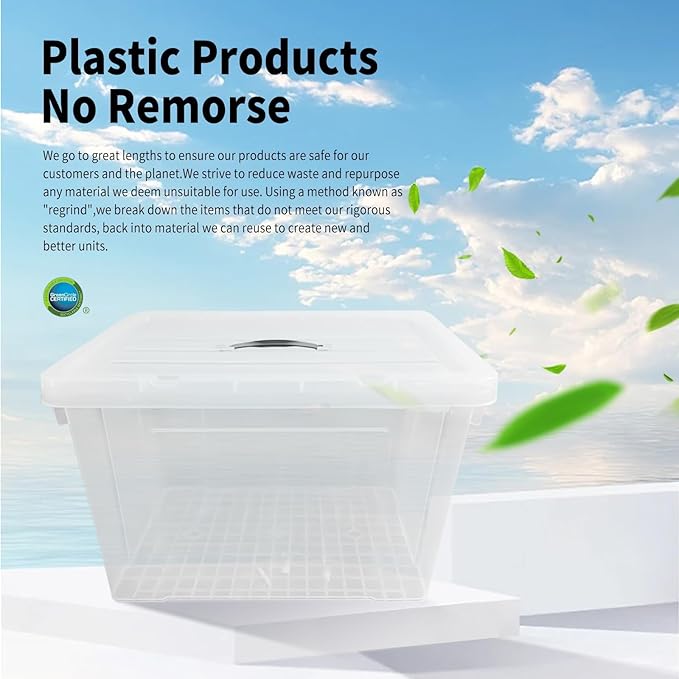 Clear Storage Bins with Lids, 4 Pack - 60 Quart Extra Large Storage Totes Boxs - Heavy Duty BPA-Free Organizing Containers Storage Boxes 4pack 60and one 28 qt & 20 qt for Home Closet