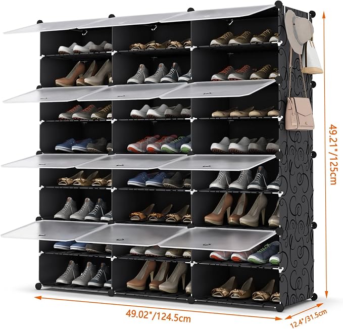 HOMIDEC Shoe Rack Organizer, 8 Tier Shoe Storage Cabinet 48 Pair Plastic Shoe Organizer Shelves for Closet Hallway Bedroom Entryway - Image 3
