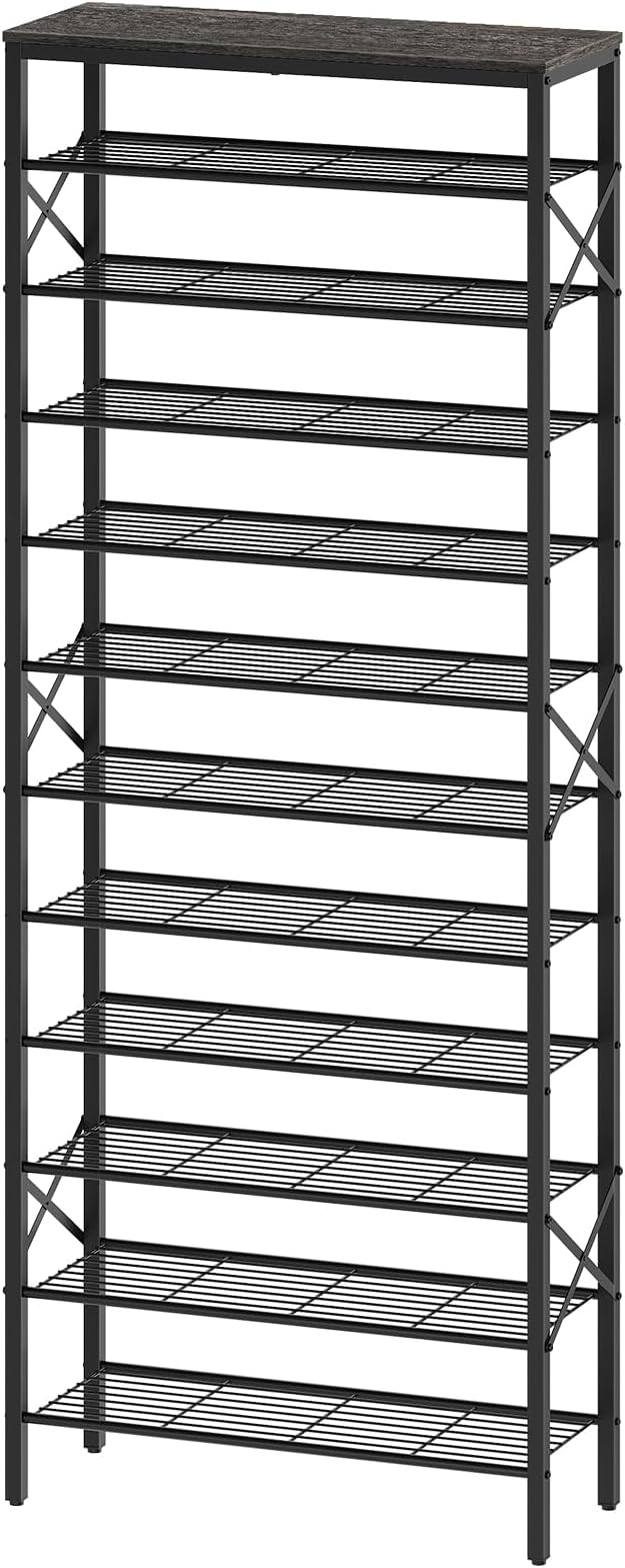 YATINEY 12 Tier Shoe Rack, Large Capacity Shoe Storage Organizer Holds 48 Pairs, Sturdy and Stable, for Entryway, Hallway, Closet, Dorm Room, Charcoal and Black SS12BC by Yatiney