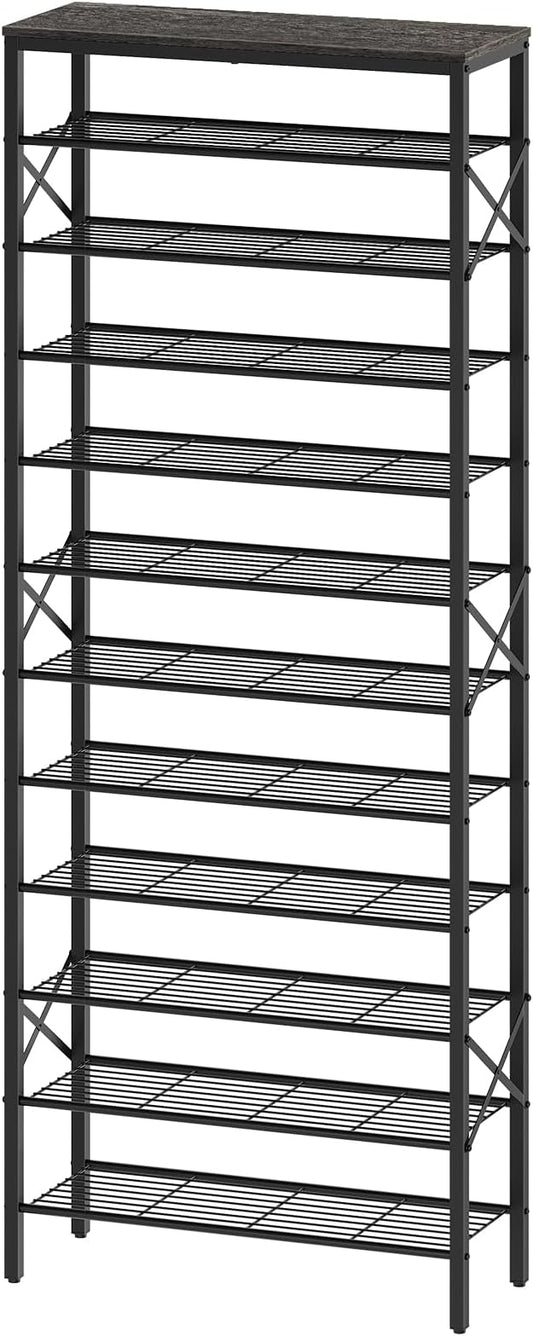 YATINEY 12 Tier Shoe Rack, Large Capacity Shoe Storage Organizer Holds 48 Pairs, Sturdy and Stable, for Entryway, Hallway, Closet, Dorm Room, Charcoal and Black SS12BC by Yatiney