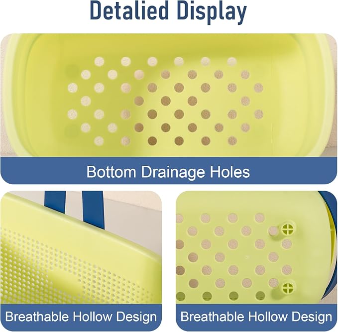 JiatuA Plastic Storage Basket with Handle Portable Shower Caddy Tote Organizer Basket Bin for Bathroom Kitchen Dorm Room Bedroom, ‌Yellow - Image 4