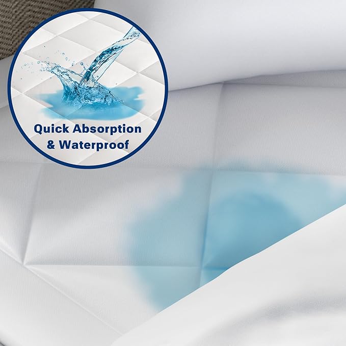 Sleep Philosophy Waterproof Mattress Protector Cal King Size Mattress Pad, 3M Scotchgard, Quilted & Fitted Microfiber Mattress Topper, Noisless & Deep Pocket Fits Up to 20" Mattress, Cal King White